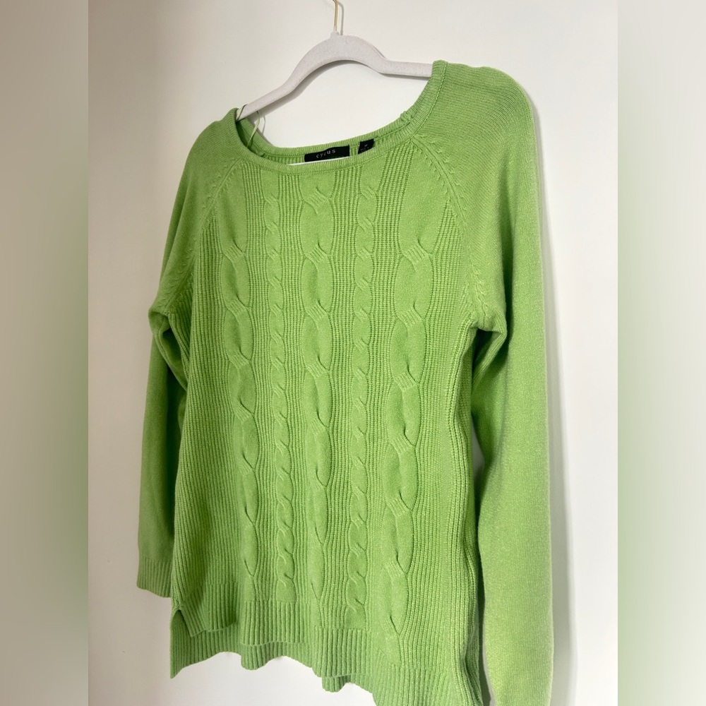 Cyrus Light Green Cable Knit Sweater